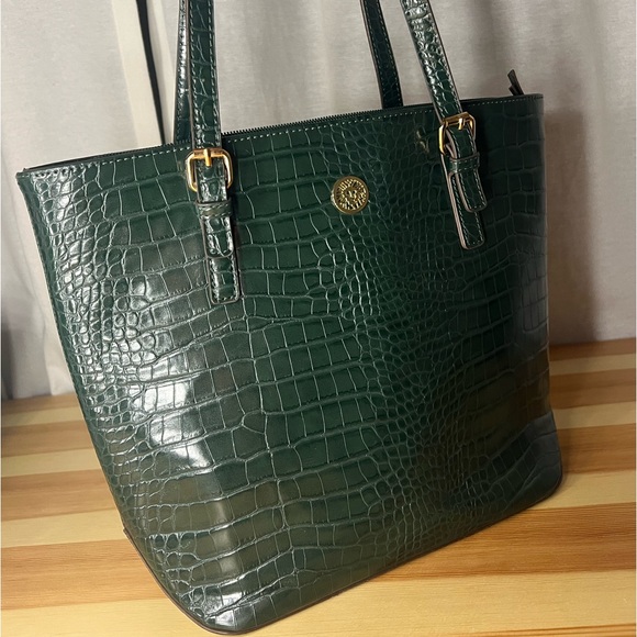 Anne Klein Top Zip Satchel Shoulder Bag Forest Green - Picture 3 of 5